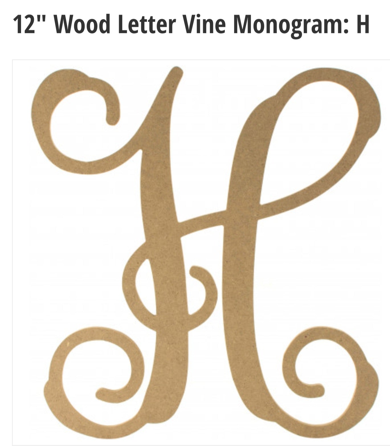 12" Wood Letter H