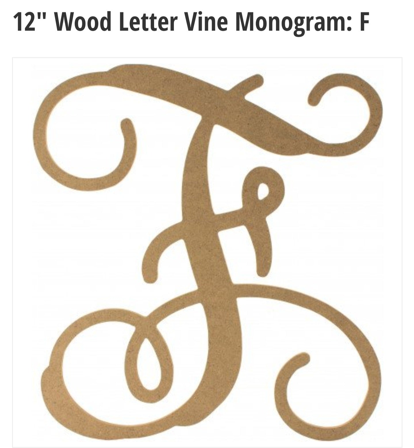 12" Wood Letter F