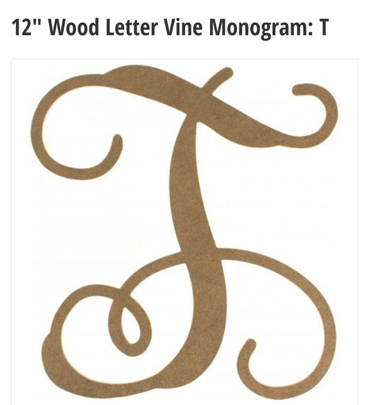 12" Wood Letter T