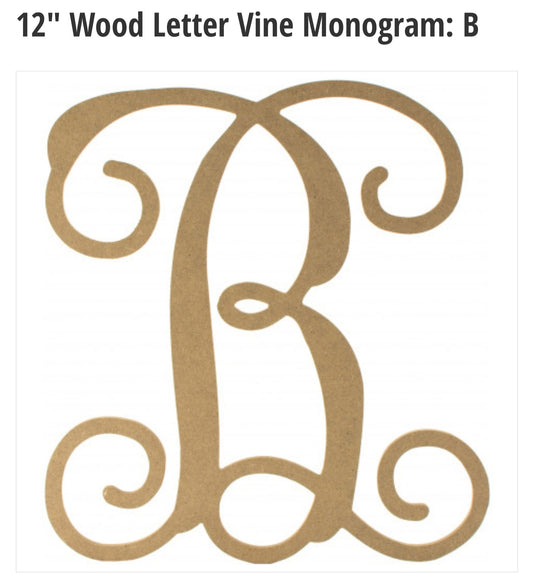 12" Wood letter B