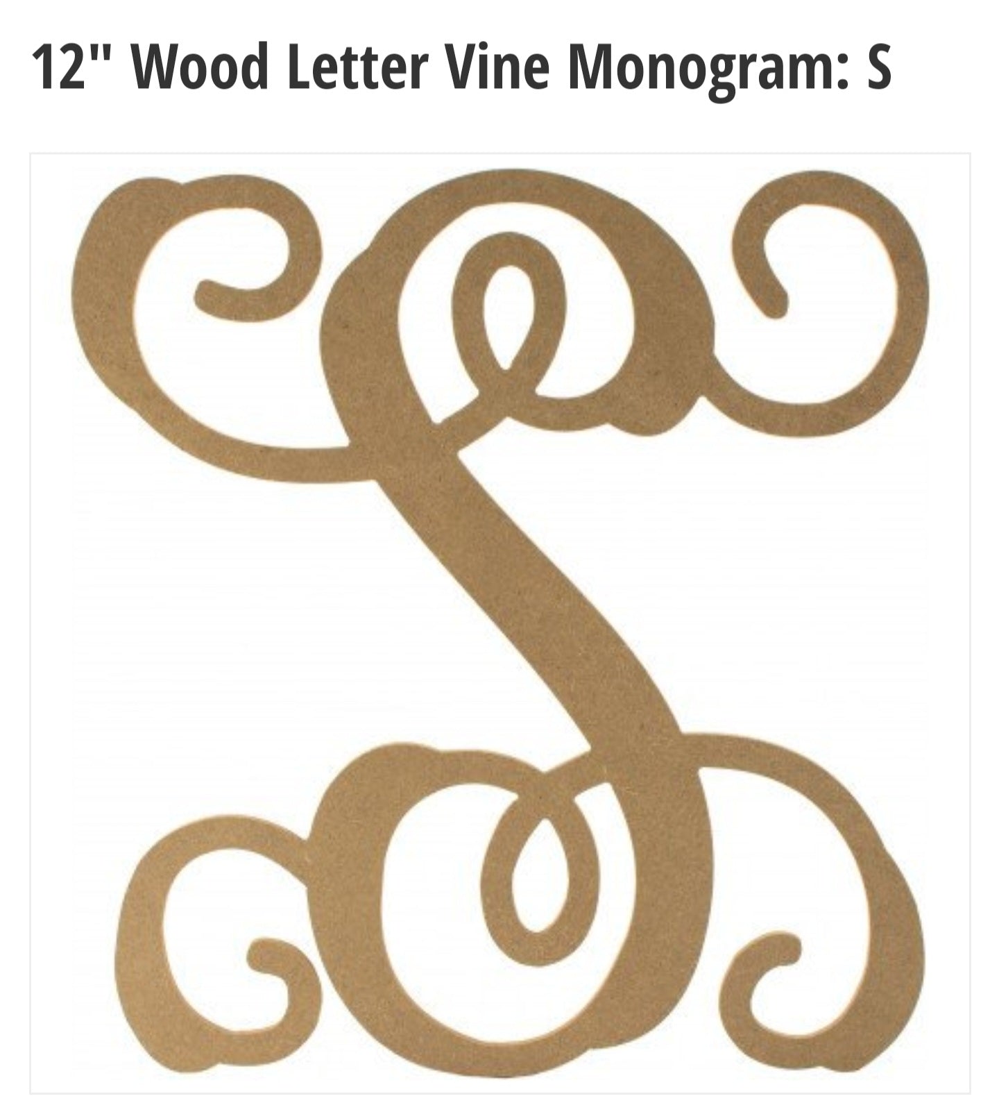 12' Woold Letter "S"