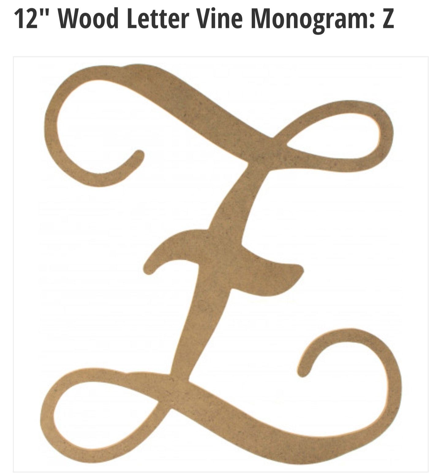 12" Wood letter Z