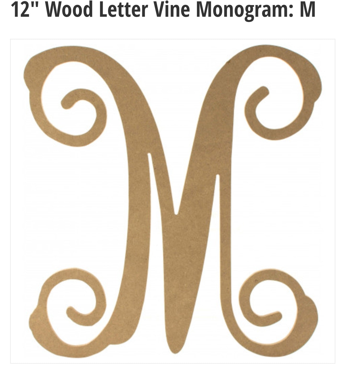 12" Wood Letter M