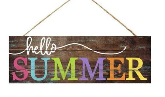 15" Wooden Hello Summer Sign